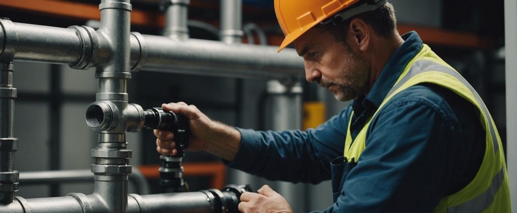 Professional plumber inspecting a pipe with specialized equipment for reliable pipe lining services.