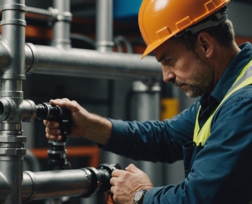 Professional plumber inspecting a pipe with specialized equipment for reliable pipe lining services.