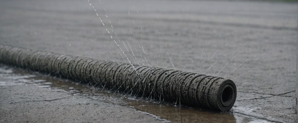 High-pressure water jet cleaning a dirty concrete surface, demonstrating the benefits of local water jetting services.