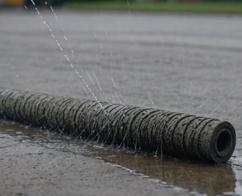 High-pressure water jet cleaning a dirty concrete surface, demonstrating the benefits of local water jetting services.