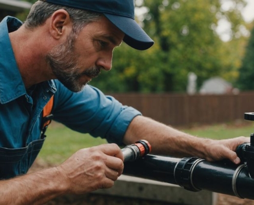 Plumber inspecting pipe for relining service near me