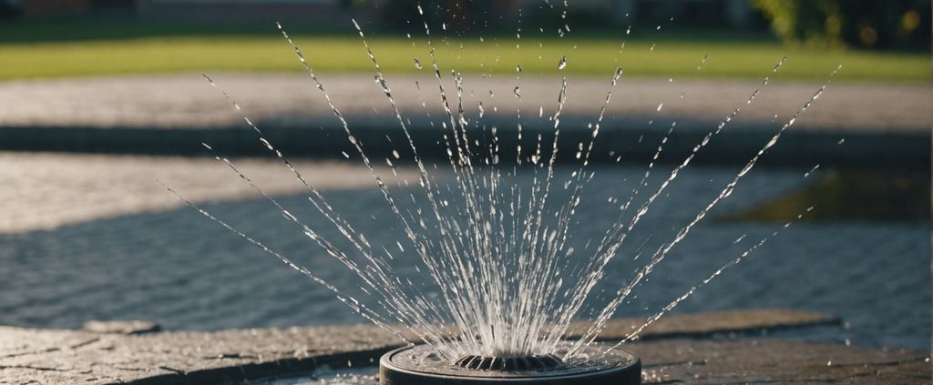 Water jetting service cleaning a surface with high-pressure water